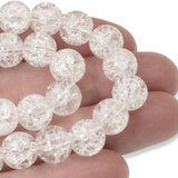 30 Clear Crackle Beads -10mm Round Glass Beads - Winter/Christmas Jewelry Making