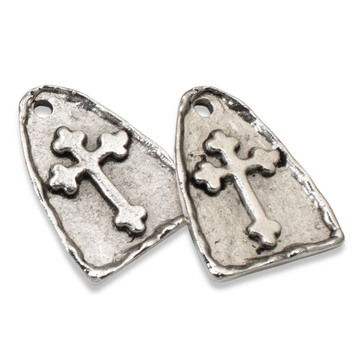 Silver Arch Cross Medallion Charms, Gothic Cross, Religious Pendant, 2-Pack