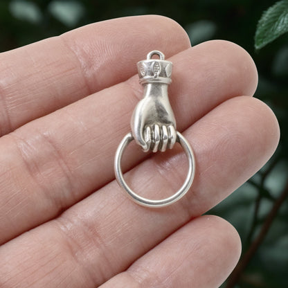 Hand Holding Ring Connector, Silver Customizable Charm Holder, Versatile 2-Pack