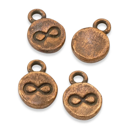 Copper Infinity Charms, 4-Pack Endless Possibilities Symbols, Rustic Design