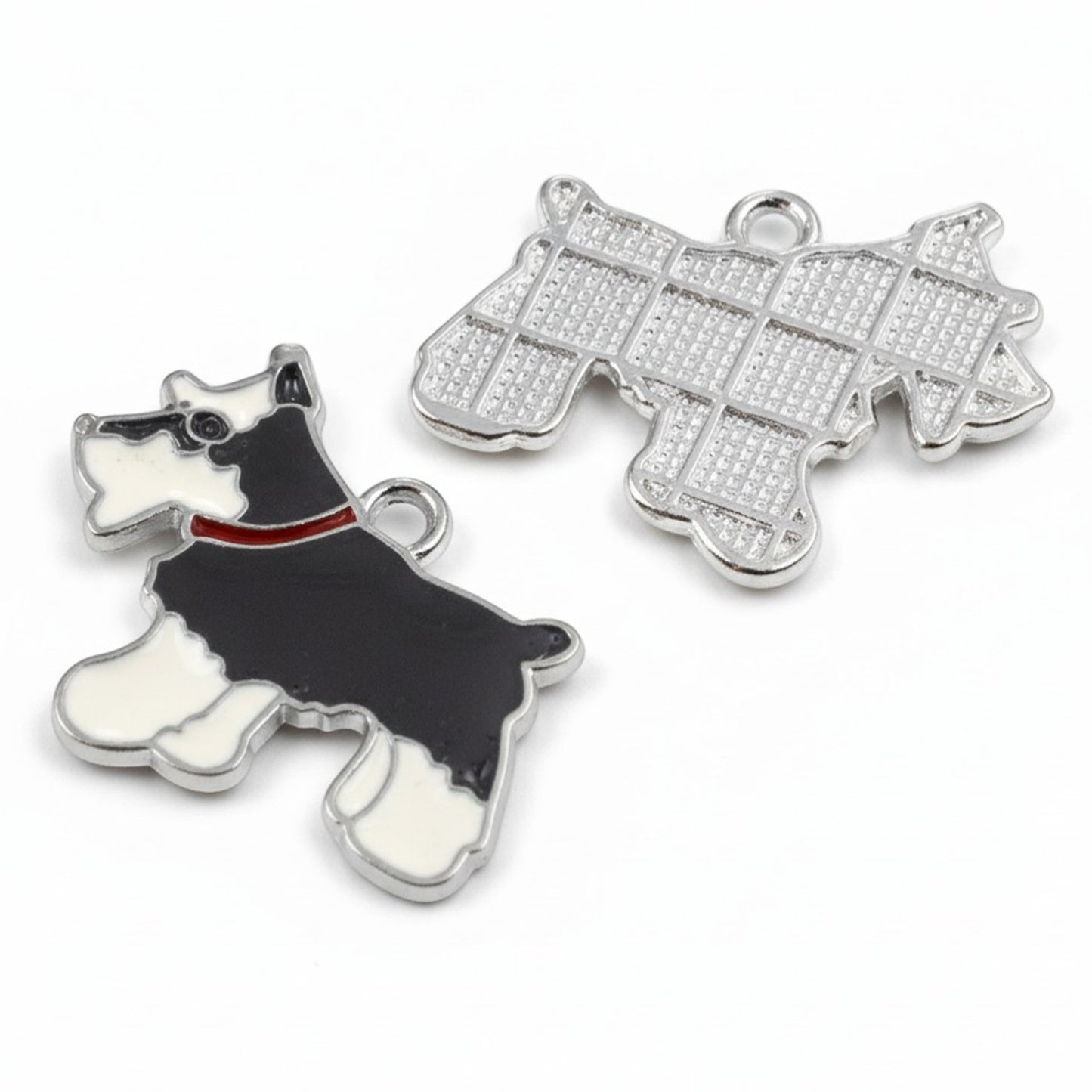 Schnauzer Dog Enamel Charms 6-Pack: Silver Metal Pendants Dog Mom Accessories