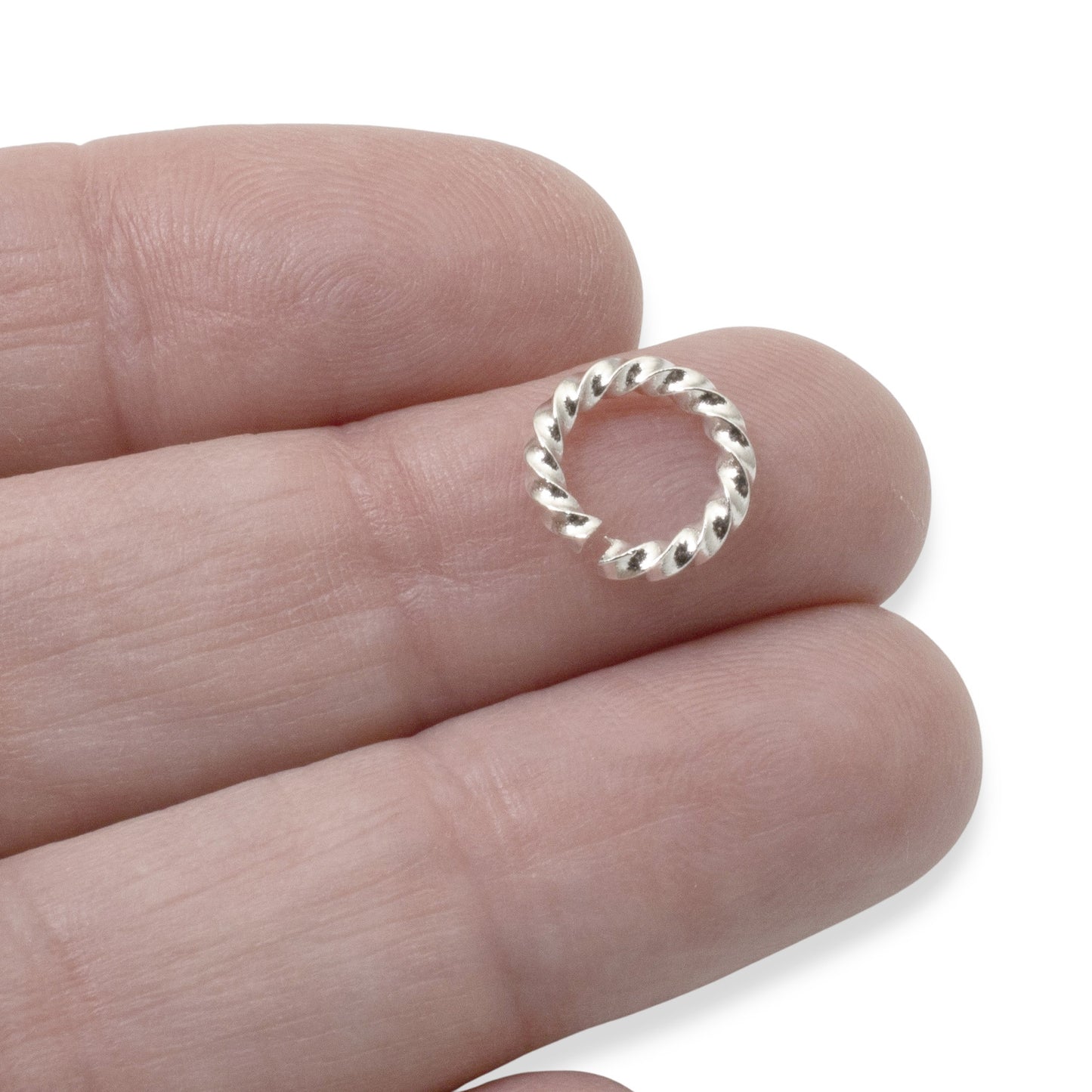 Large Bright Silver Rope Jump Rings: 10-Pack Charm Necklace Connectors