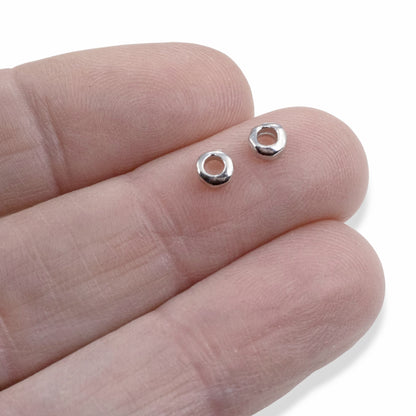 White Bronze 5mm Nugget Spacer Beads: 2mm Hole for Leather Crafting 20-Pack