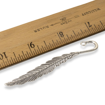 10 Metal Bookmarks - Small Silver Feather - Custom Bookmark Set - DIY Book Lover Gift