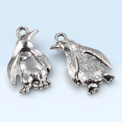 Penguin Charms 10-Pack Silver Metal Pendants Wildlife Animal Lover Accessories