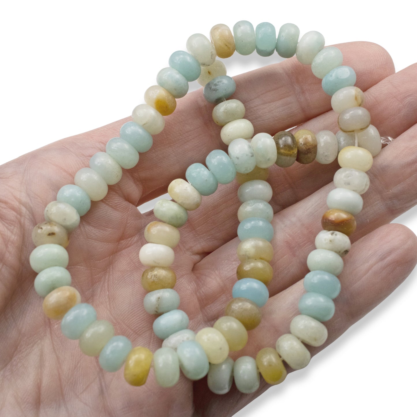 Brown Amazonite Beads, Rondelle 5mm x 8mm, Multicolor Gemstone Strand, 78Pcs