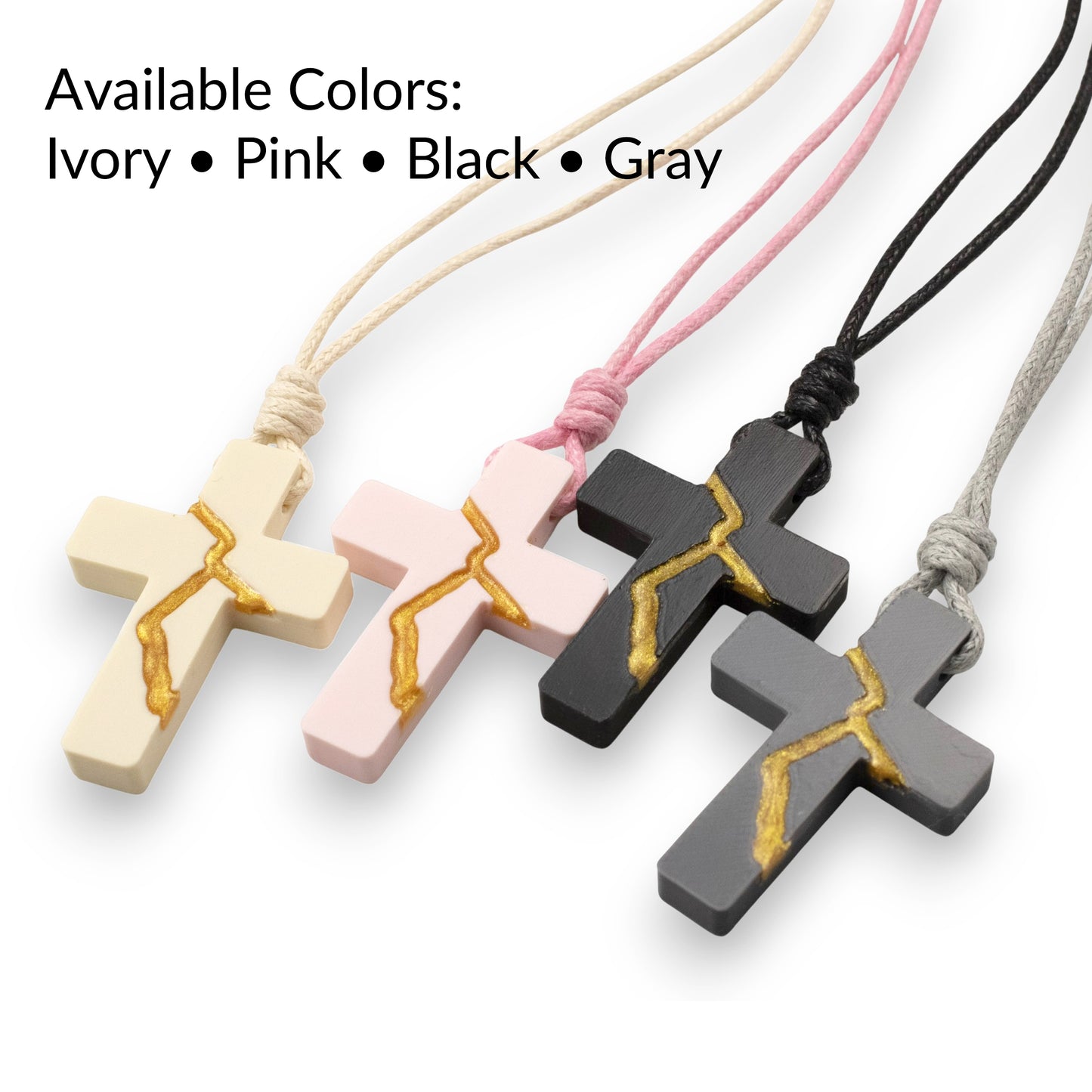 Ivory Kintsugi Cross Necklace, Inspirational Wearable Art, Handmade Pendant, Meaningful Gift, Japanese Philosophy Jewelry