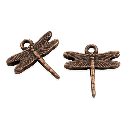Dragonfly Charms: 2Pc Antique Copper Pewter 16mm Nature Insect Garden Transformation Jewelry