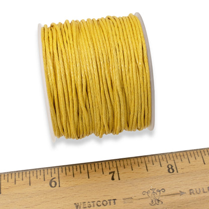 Yellow 1mm Waxed Cotton Cord - 25 Meters - Jewelry and Craft String