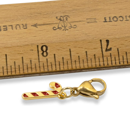 Gold Christmas Stocking Clip-On Charm, Holiday Bracelet Charm, Festive Accessory