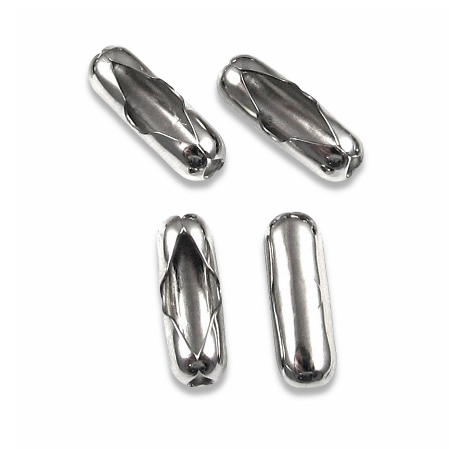 Silver Ball Chain Connectors, 50-Pack Nickel Plated Brass, DIY Jewelry Making