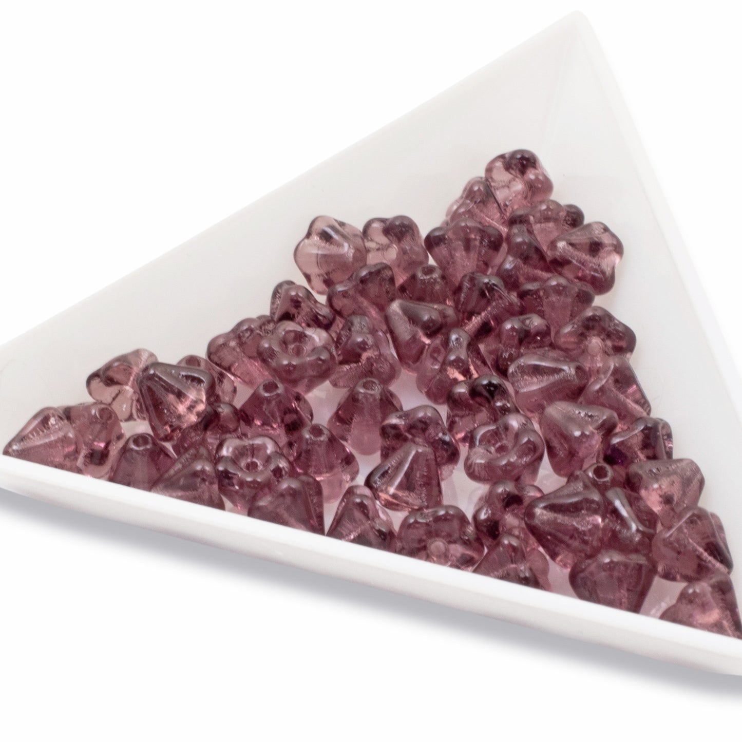 100pcs Amethyst Czech Glass Mini Bell Flower Beads, 4x6mm Purple Jewelry Making