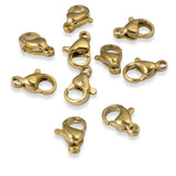 10 Small Gold Lobster Claw Clasps, 7x10mm Tiny Stainless Steel Minimalist Clasp