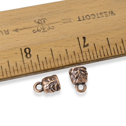 10 Copper Jardin Leather Cord Ends, 4x2mm Opening, TierraCast Crimp End Caps