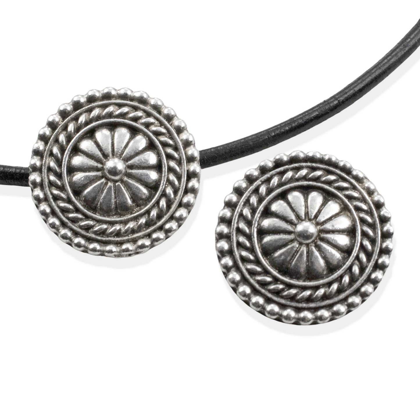 Bali Button Clasps Silver 18mm: Fine Silver Plated Pewter 2-Pack Leather Wrap Bracelet Closure