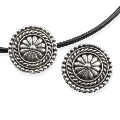 Bali Button Clasps Silver 18mm: Fine Silver Plated Pewter 2-Pack Leather Wrap Bracelet Closure
