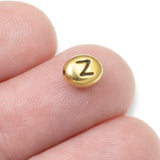 4 Gold Letter "Z" Alphabet Beads, TierraCast Oval Initial Beads for DIY Jewelry
