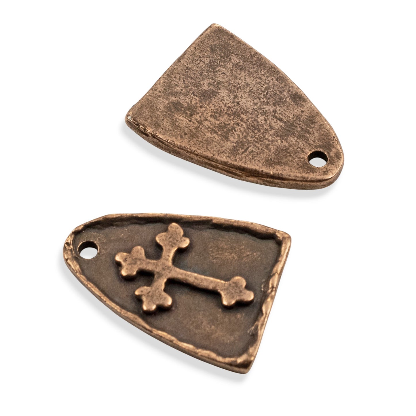 Copper Arch Cross Medallion Charms, Gothic Religious Pendant, 2-Pack