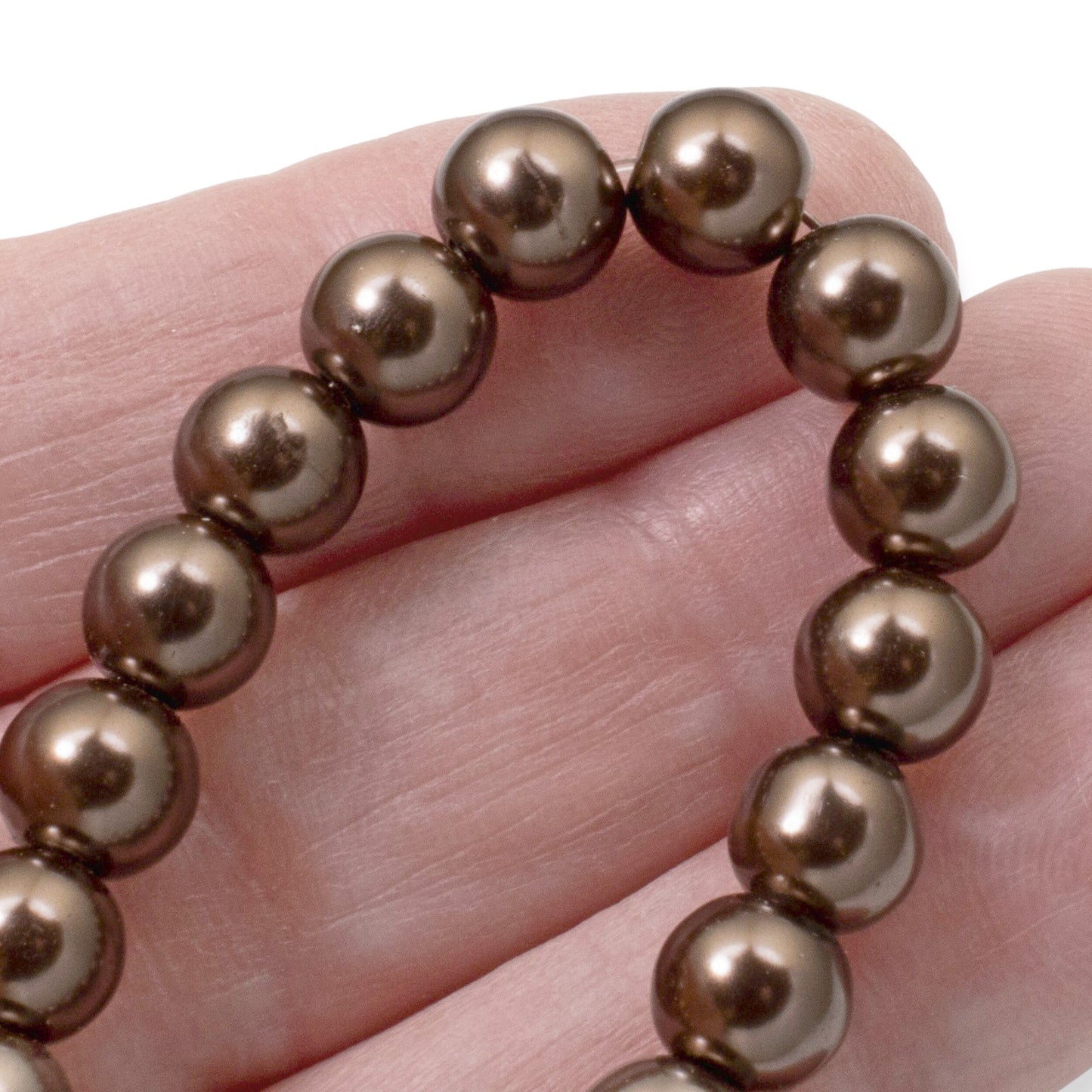 8mm Chocolate Brown Glass Pearls 7-Inch Strand, Fall Autumn Jewelry Making