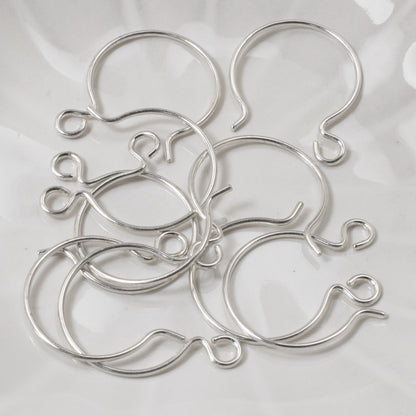 10Pcs Sterling Silver Hoop Ear Wires - Hypoallergenic Circle Earring Hooks