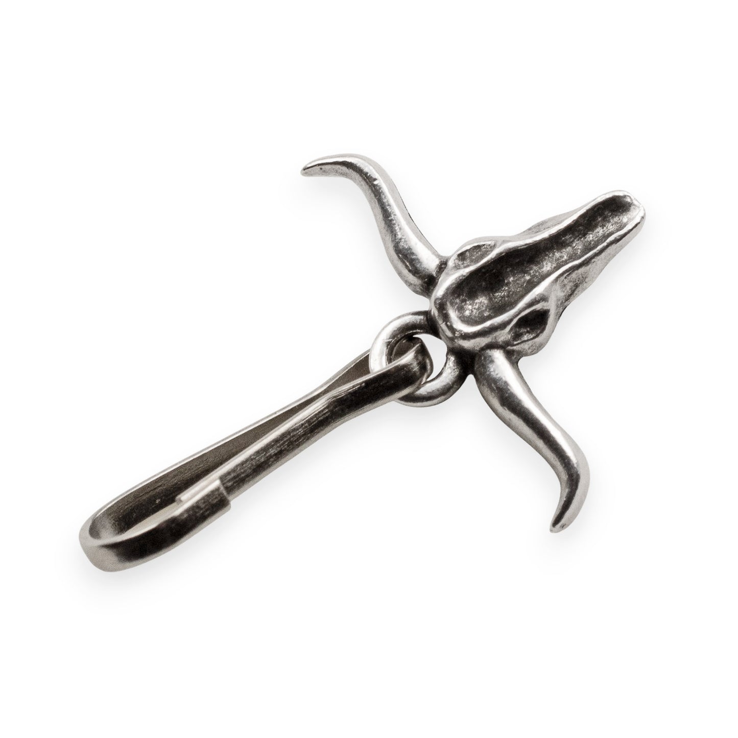 Longhorn Steer Skull Zipper Charm: Pewter Western Southwestern Bag Keychain