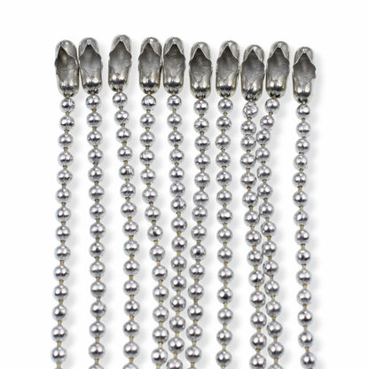 Aluminum Ball Chain Necklaces: 30 Inch Dog Tag Style Pendant Chain Silver 10-Pack