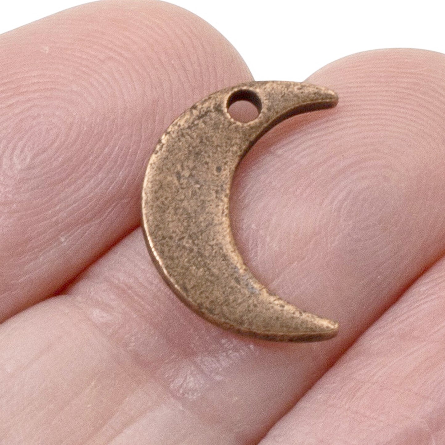 Celestial Moon Charms Antique Copper, 2Pc Crescent Metal Stamping Flat Tags