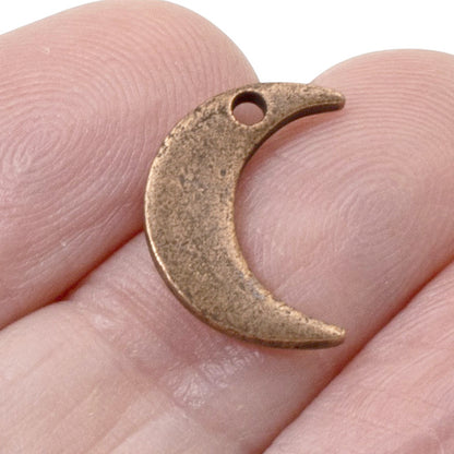 Celestial Moon Charms Antique Copper, 2Pc Crescent Metal Stamping Flat Tags