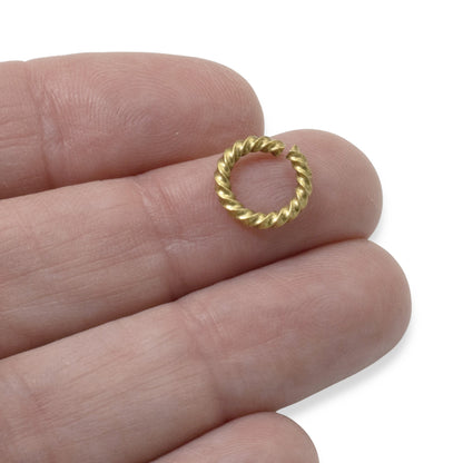 Large Antique Gold Rope Jump Rings: 10-Pack Charm Necklace Connectors