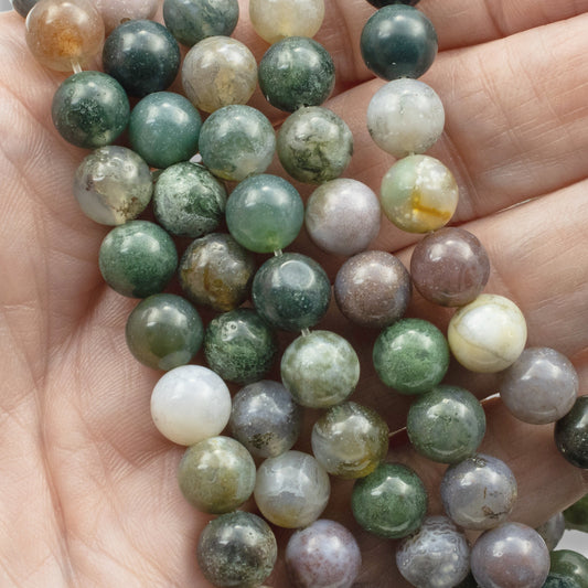India Agate Beads: 8mm Multicolor Round Gemstone, 15" Strand Jewelry Making