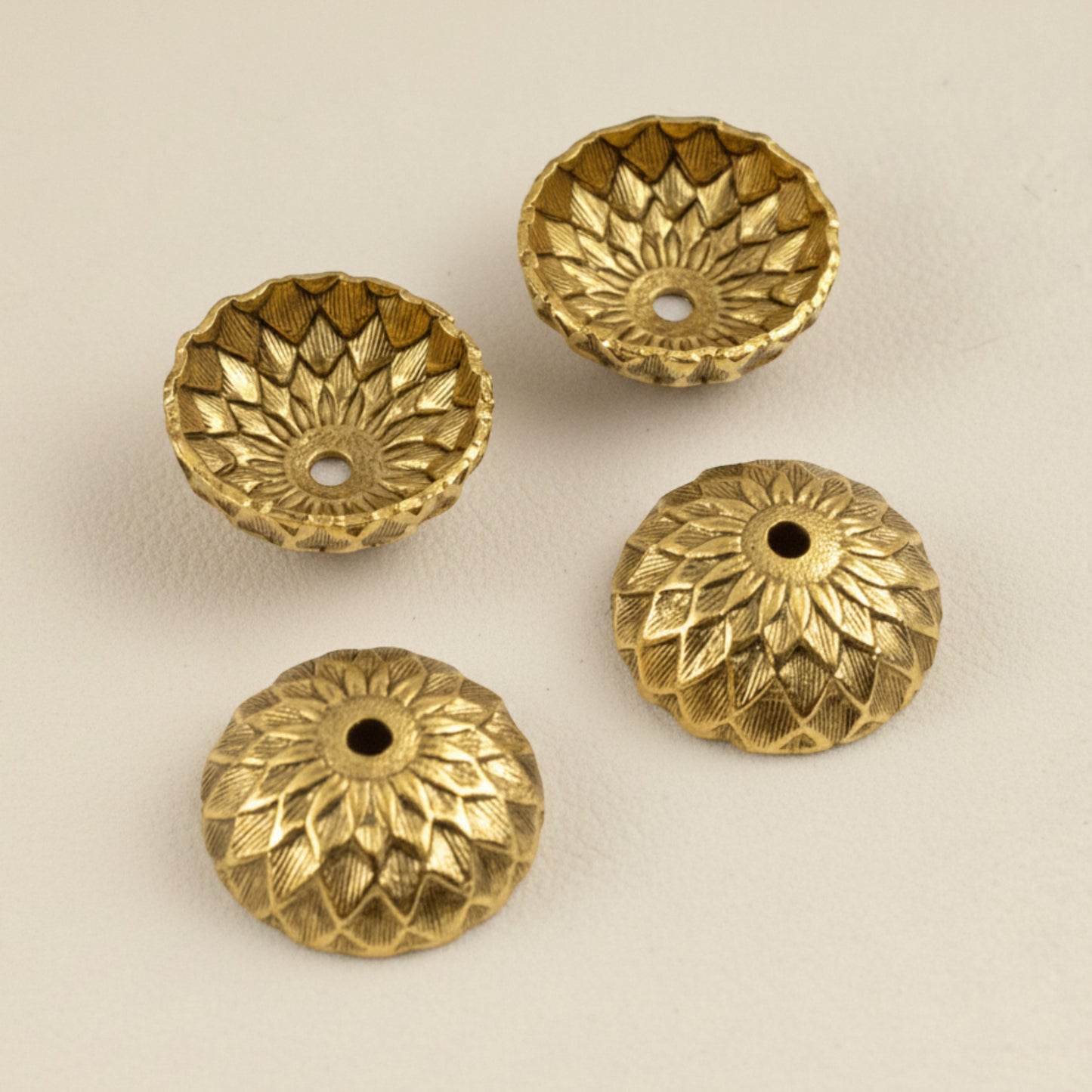 Gold Acorn Bead Caps: Antiqued 4-Pack Fits 12mm Beads Nunn Design Fall Jewelry