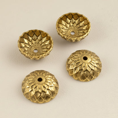 Gold Acorn Bead Caps: Antiqued 4-Pack Fits 12mm Beads Nunn Design Fall Jewelry