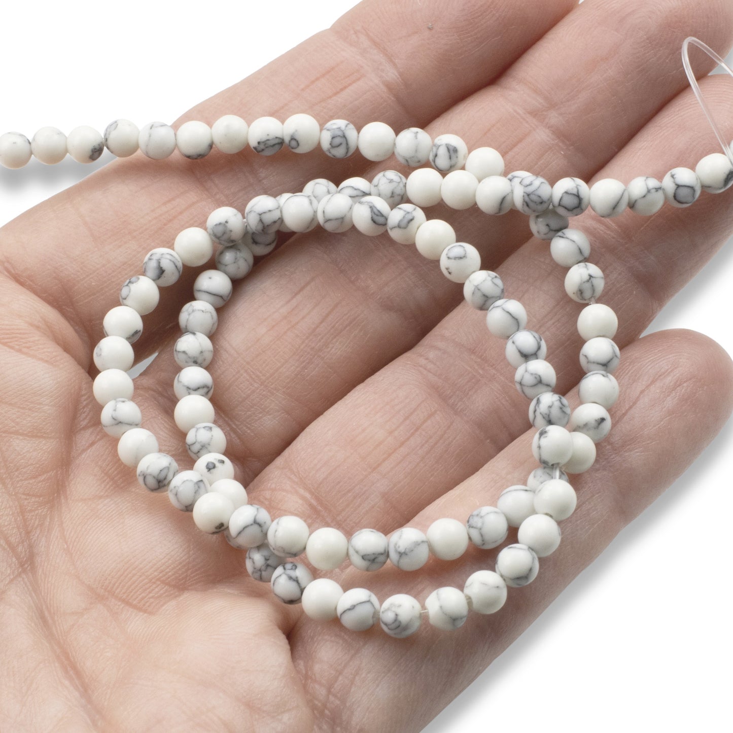 White Howlite Beads: 4mm Round Natural Gemstone Strand Jewelry Making 90pcs