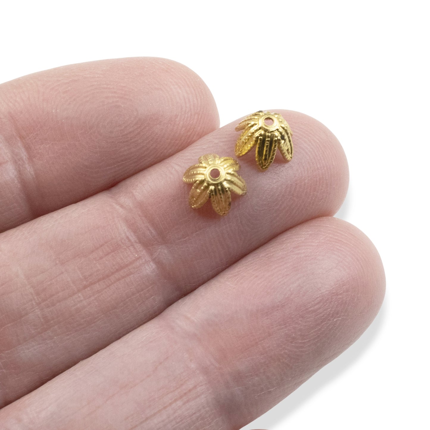 Daisy Bead Caps 6mm Antique Gold-Plated Pewter: 6Pcs Floral Findings USA Made