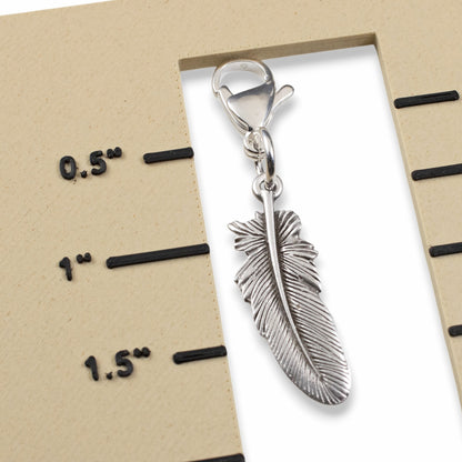 Silver Feather Clip-On Charm: Antique Silver Boho Purse and Bag Accessory