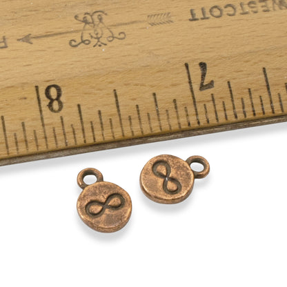 Copper Infinity Charms, 4-Pack Endless Possibilities Symbols, Rustic Design