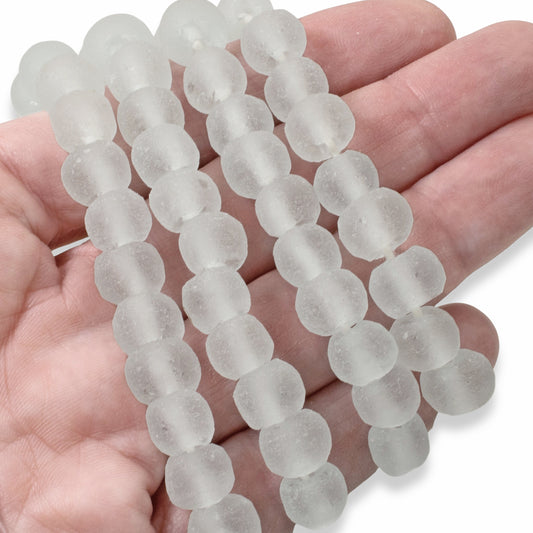 40 Earthy Seafoam Green Glass Beads, Recycled Rustic Style - Boho Jewelry Design