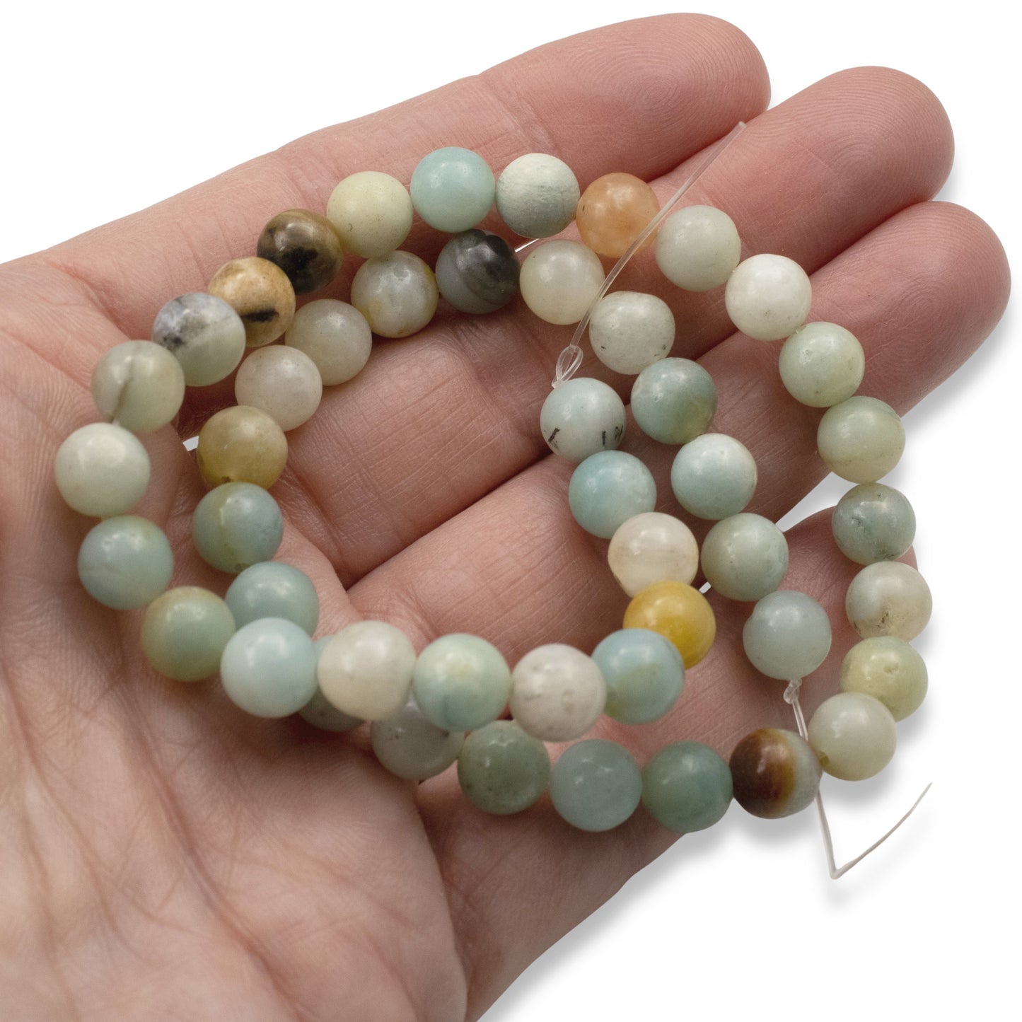 Brown Amazonite Beads: 8mm Round Multi-Color Gemstone Strand Natural Stone 48Pcs