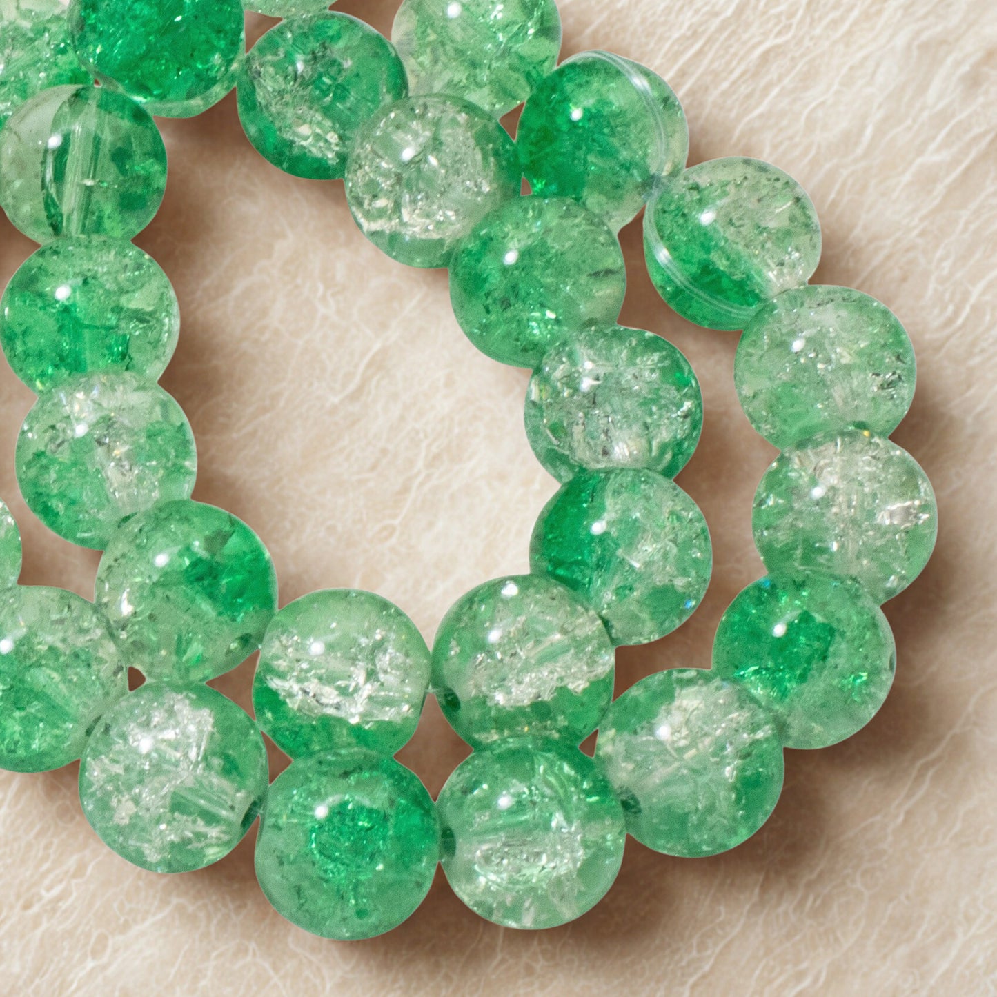 Light Green & Clear Crackle Glass Beads: Spring Pastel 10mm Round 30-Pack
