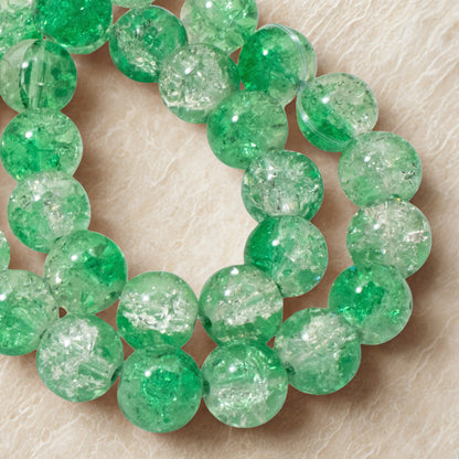 Light Green & Clear Crackle Glass Beads: Spring Pastel 10mm Round 30-Pack