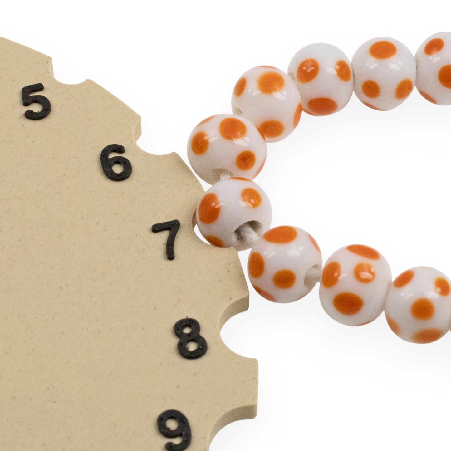 White Orange Polka Dot Beads: Indonesian Lampwork 8mm Round Halloween Fall 50Pcs