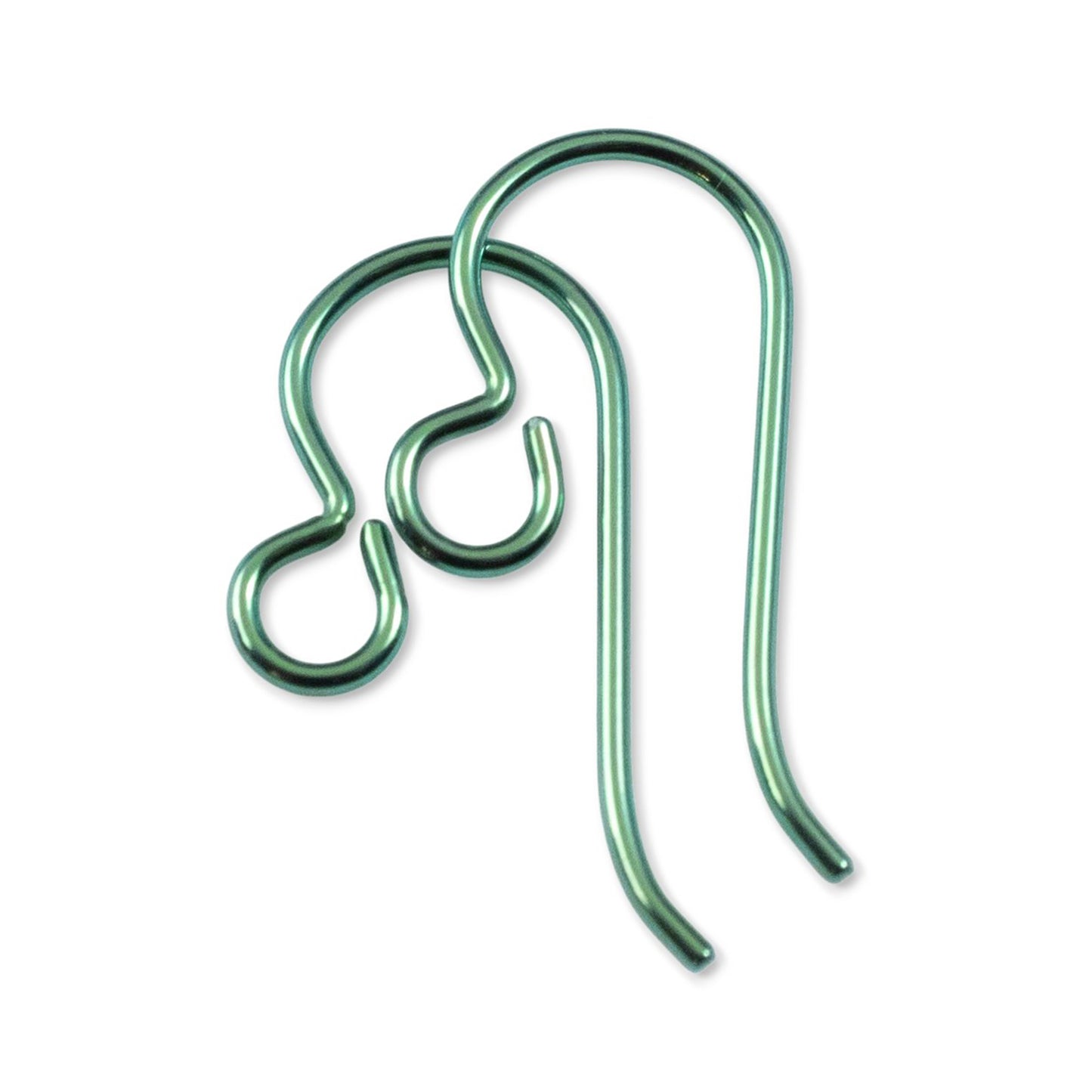 Premium Green Niobium Ear Wires, 10-Pack Hypoallergenic Earring Hooks, USA Made, 20 Gauge