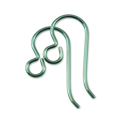 Premium Green Niobium Ear Wires, 10-Pack Hypoallergenic Earring Hooks, USA Made, 20 Gauge