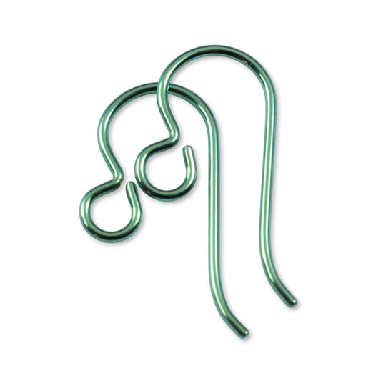 Premium Green Niobium Ear Wires, 10-Pack Hypoallergenic Earring Hooks, USA Made, 20 Gauge