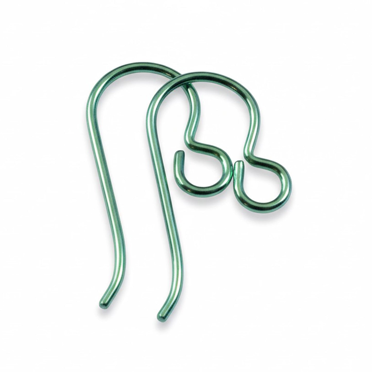 Premium Green Niobium Ear Wires, 10-Pack Hypoallergenic Earring Hooks, USA Made, 20 Gauge