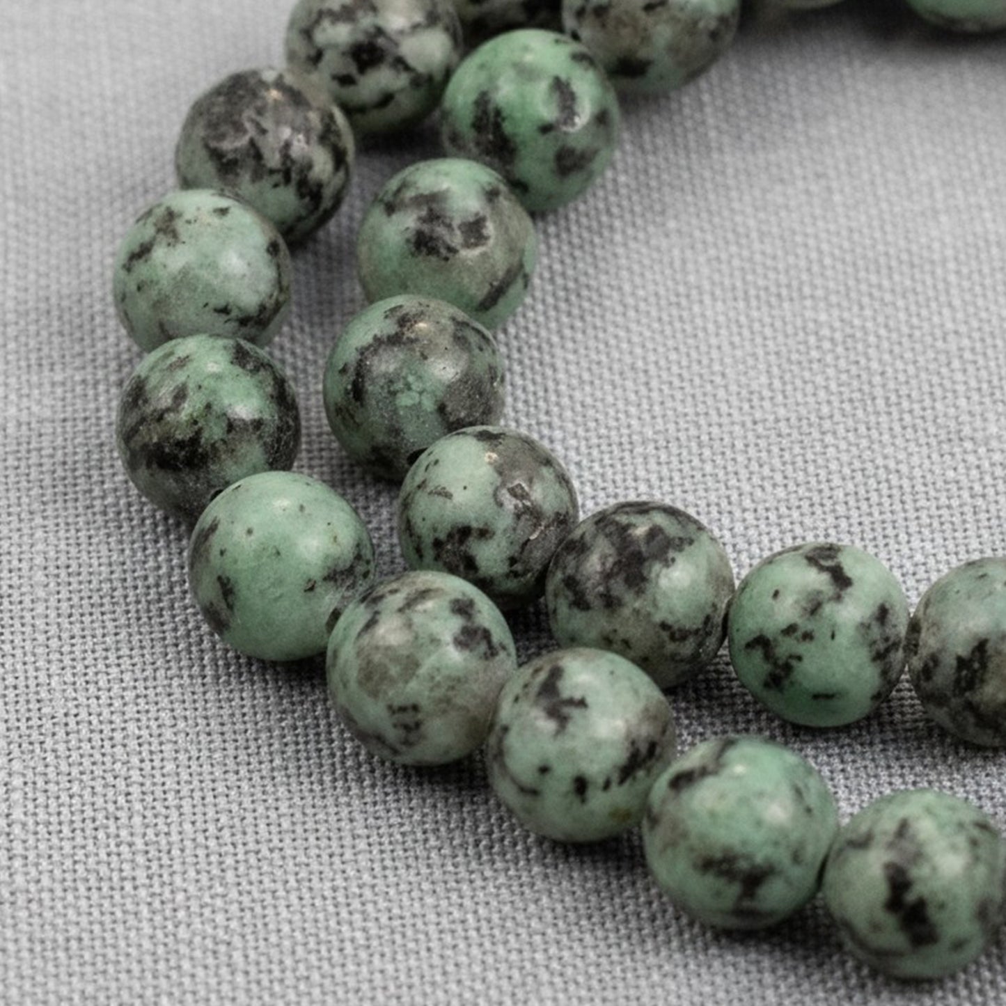 Sesame Jasper Beads: Sage Green 8mm Round Natural Stone 15-Inch Strand 48Pcs