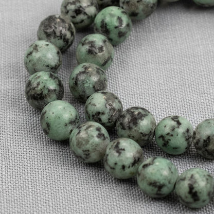 Sesame Jasper Beads: Sage Green 8mm Round Natural Stone 15-Inch Strand 48Pcs