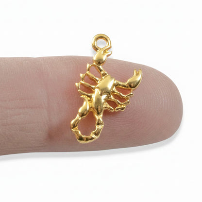 Scorpion Charm Gold Plated: Scorpio Zodiac Celestial 24K 4-Pack
