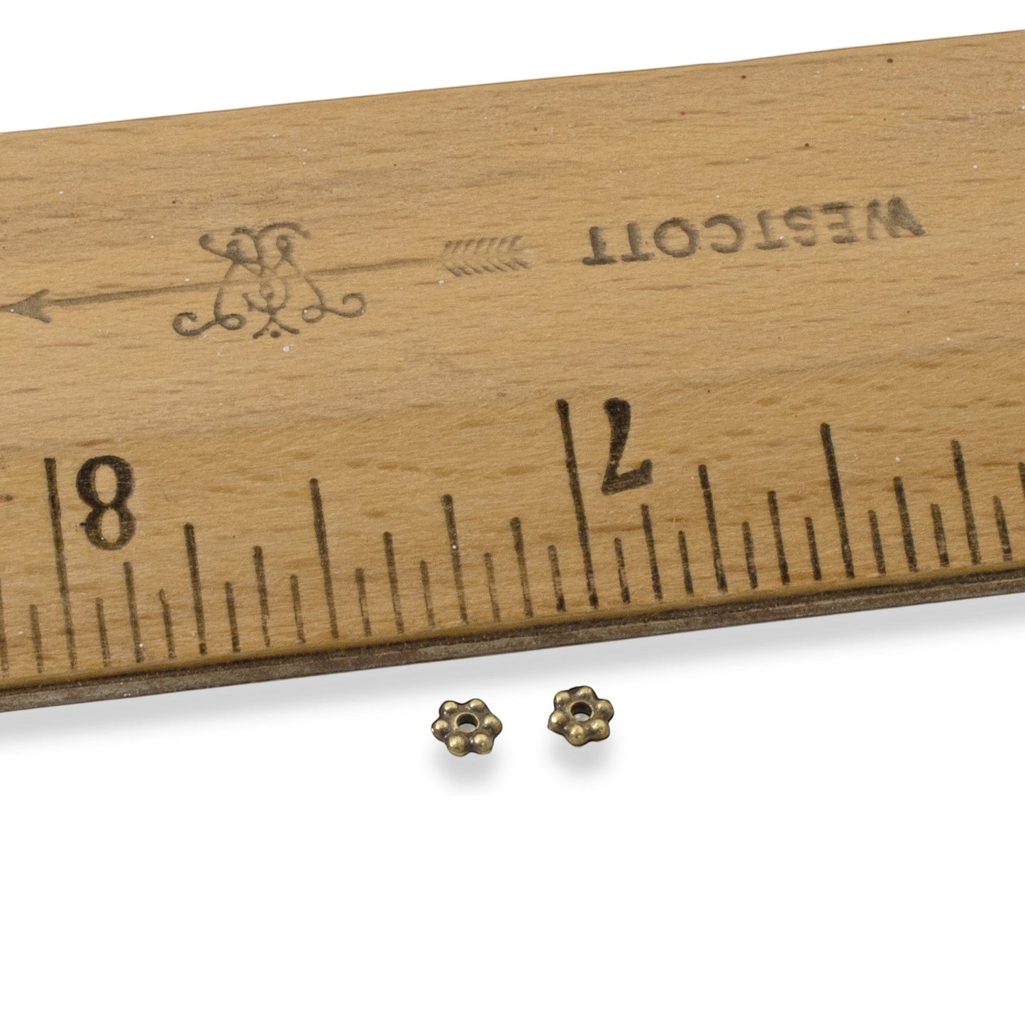 Hackberry Creek Antique Brass 3mm daisy spacer beads, pewter with antique brass plating, 500 bulk pack.