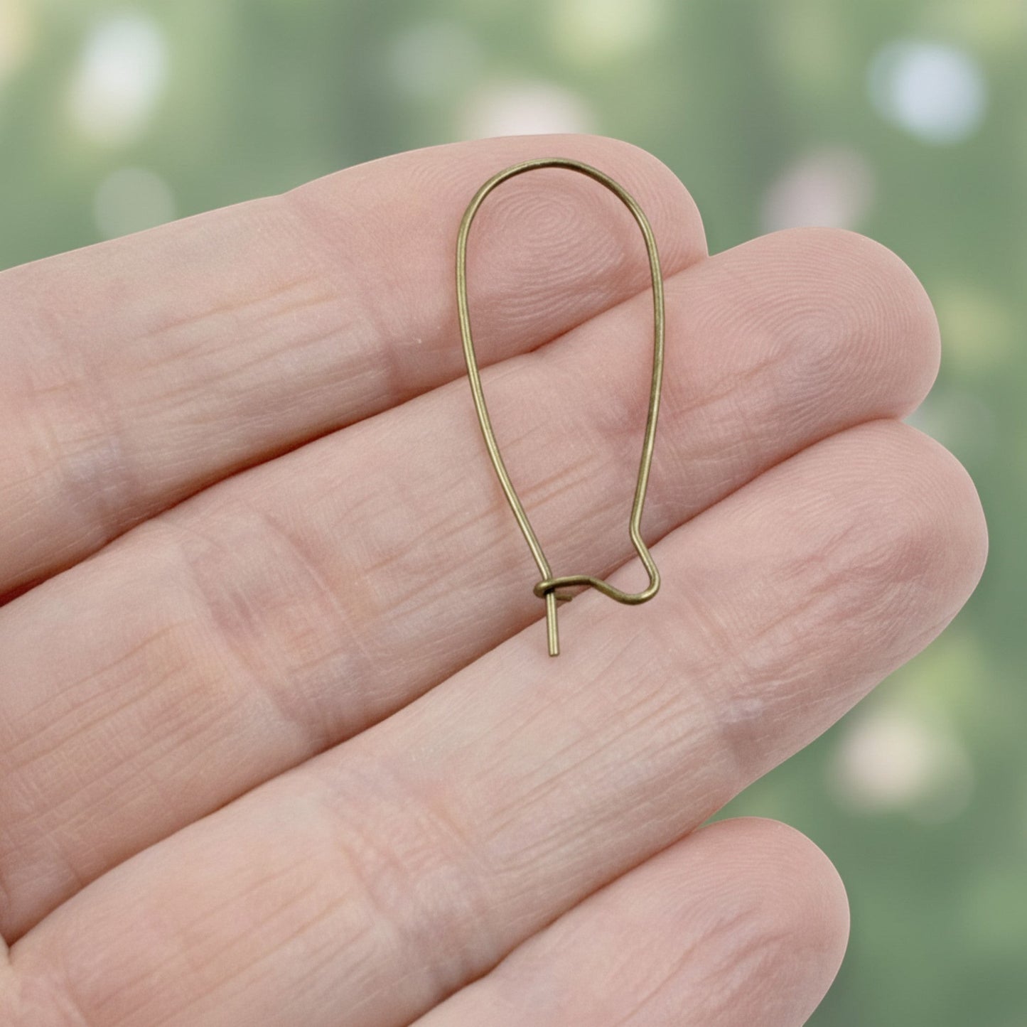 Hackberry Creek large 33mm antique brass kidney ear wires with safety hook closure, 21 gauge brass.